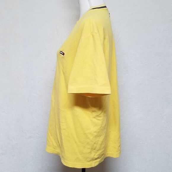 VINTAGE Tommy Hilfiger Yellow V-neck Thermal Tee - Picture 9 of 13